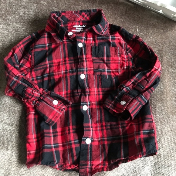 Baby 2T Red Black Plaid Button Down - Picture 1 of 4